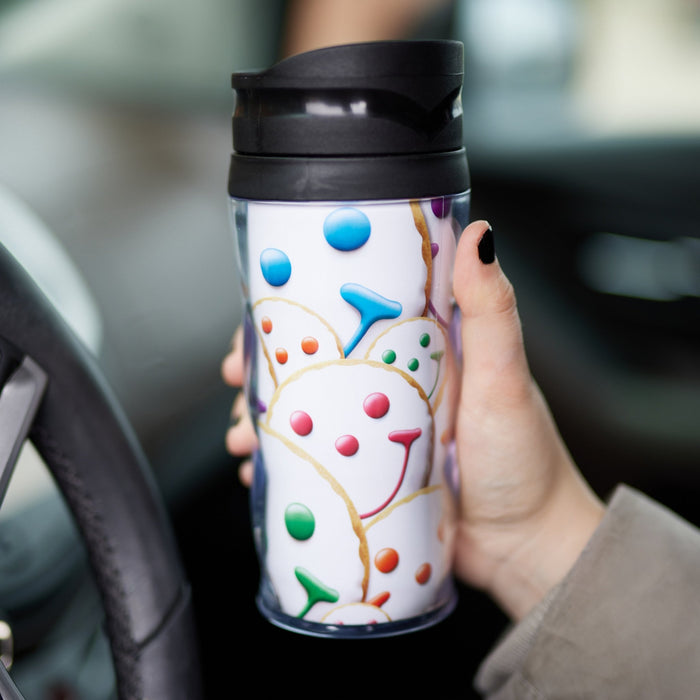 Classic Smiley® Travel Mug - SmileyCookie.com individually wrapped, nut - free, and kosher cookies delivered to you!