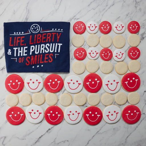 Life Liberty and the Pursuit of Smiles Shirt  - SmileyCookie.com individually wrapped, nut - free, and kosher cookies delivered to you!