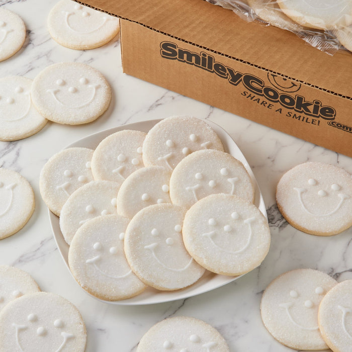 White Sparkle Smiley® Cookies  - SmileyCookie.com individually wrapped, nut - free, and kosher cookies delivered to you!