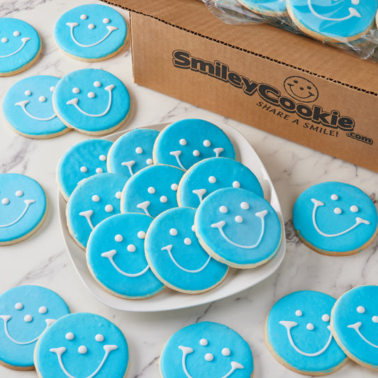 Individually Wrapped Smiley Cookies in Bulk - Blue Smiley Cookies 