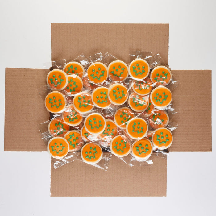 2.5" Wrapped Mini Jack o Lantern Cookies - SmileyCookie.com individually wrapped, nut - free, and kosher cookies delivered to you!