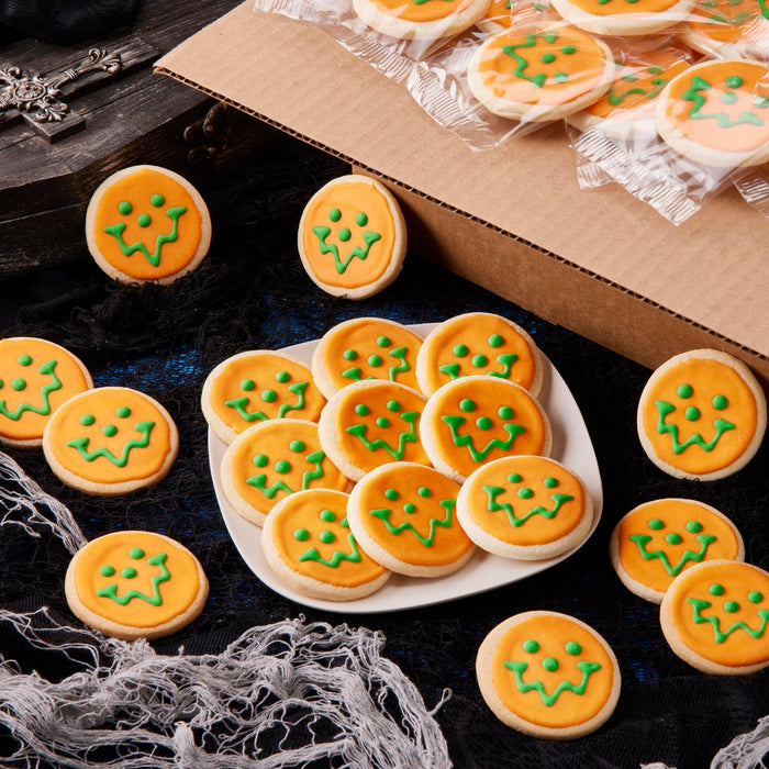 2.5" Wrapped Mini Jack o Lantern Cookies - SmileyCookie.com individually wrapped, nut - free, and kosher cookies delivered to you!