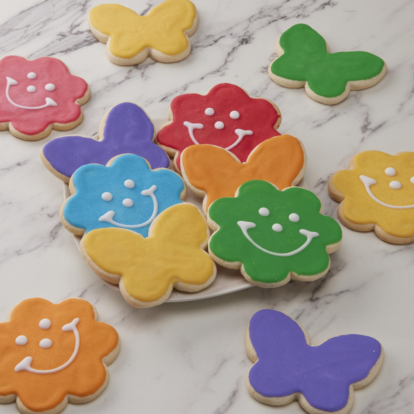 4" Butterflies & Flowers Variety Pack - SmileyCookie.com individually wrapped, nut - free, and kosher cookies delivered to you!