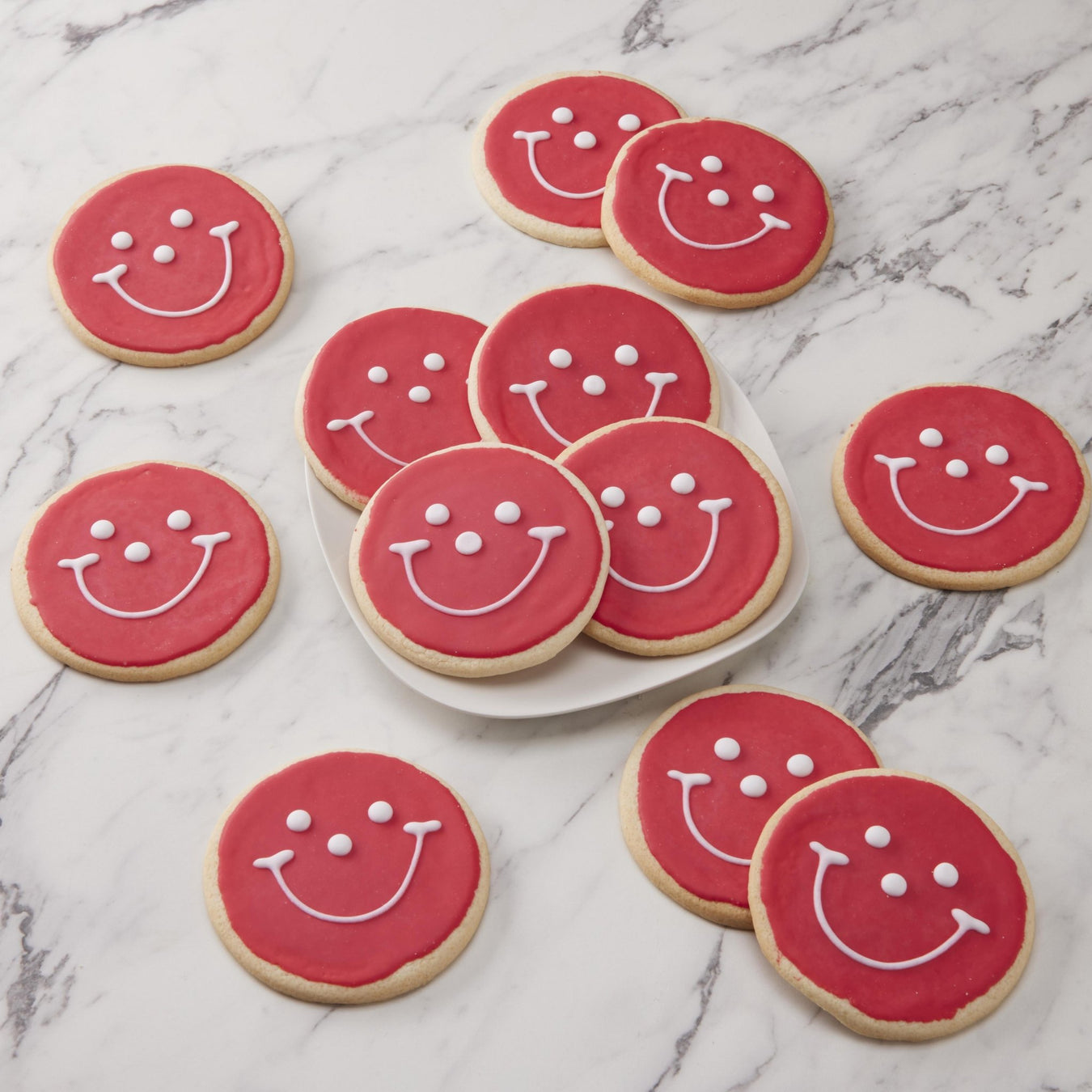 4" Red Smiley Cookies - SmileyCookie.com individually wrapped, nut - free, and kosher cookies delivered to you!
