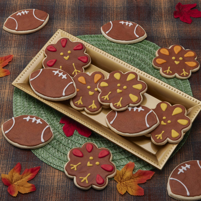 4" Turkey + Football Variety Pack - SmileyCookie.com individually wrapped, nut - free, and kosher cookies delivered to you!
