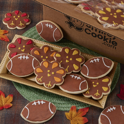 4" Turkey + Football Variety Pack - SmileyCookie.com individually wrapped, nut - free, and kosher cookies delivered to you!