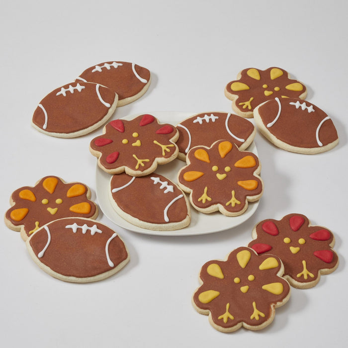 4" Turkey + Football Variety Pack - SmileyCookie.com individually wrapped, nut - free, and kosher cookies delivered to you!