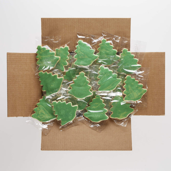 4" Wrapped Green Iced Christmas Tree Cookies - SmileyCookie.com individually wrapped, nut - free, and kosher cookies delivered to you!