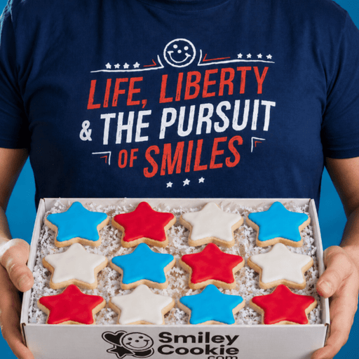 America 250 Red, White & Blue Cookie Pack - SmileyCookie.com individually wrapped, nut-free, and kosher cookies delivered to you!