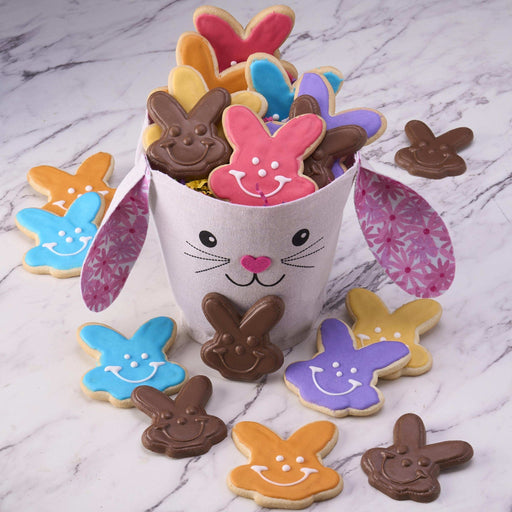 Floppy Bunny Basket - SmileyCookie.com individually wrapped, nut - free, and kosher cookies delivered to you!