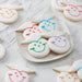 Dozen Graduation Smiley Cookies - White Base, Colorful Face, Smiley Cookie