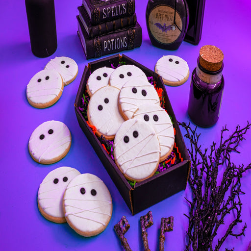 Halloween Cookie Coffin Pack - SmileyCookie.com individually wrapped, nut - free, and kosher cookies delivered to you!