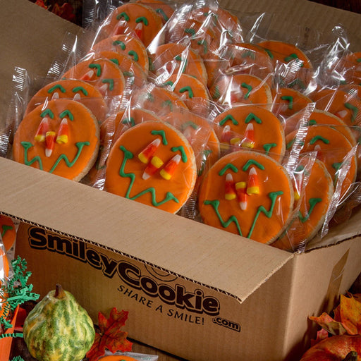 Jack - O - Lantern Smiley® Cookie - SmileyCookie.com individually wrapped, nut - free, and kosher cookies delivered to you!