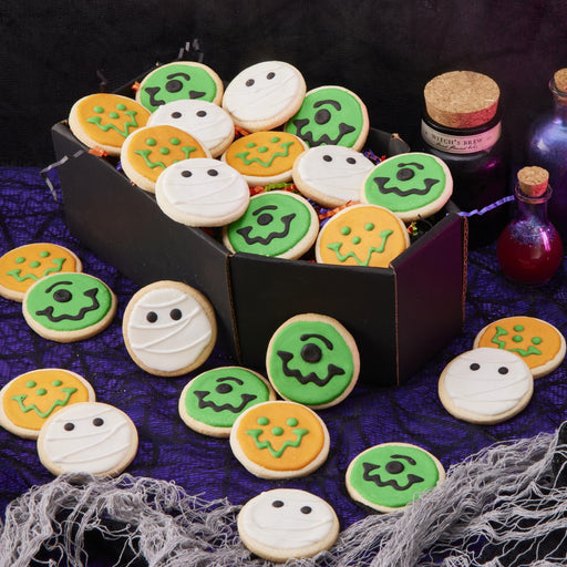 Mini Halloween Cookie Coffin Set - SmileyCookie.com individually wrapped, nut - free, and kosher cookies delivered to you!