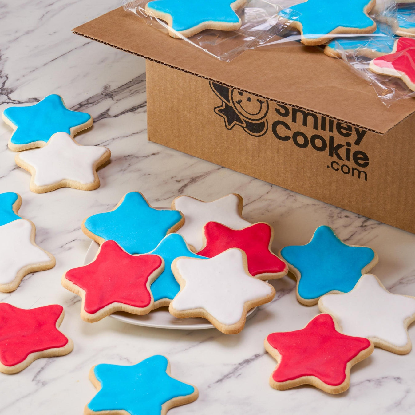 Red, White & Blue Star Cookie Pack - SmileyCookie.com individually wrapped, nut - free, and kosher cookies delivered to you!
