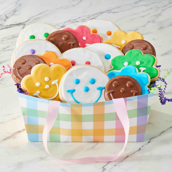 Springtime Plaid Mother's Day Gift Basket - SmileyCookie.com individually wrapped, nut - free, and kosher cookies delivered to you!