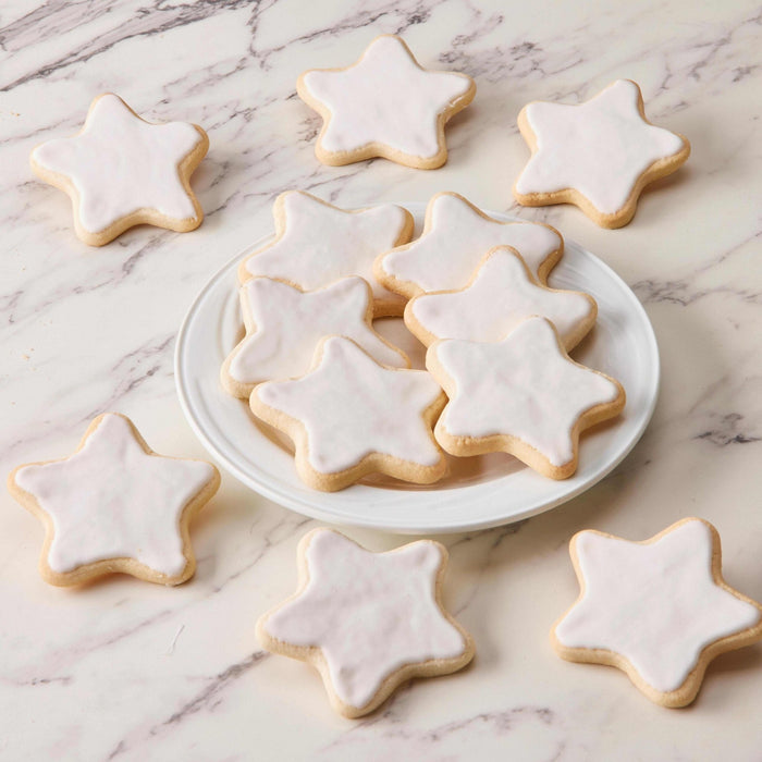 Star Shaped White Iced Cookies - SmileyCookie.com individually wrapped, nut - free, and kosher cookies delivered to you!
