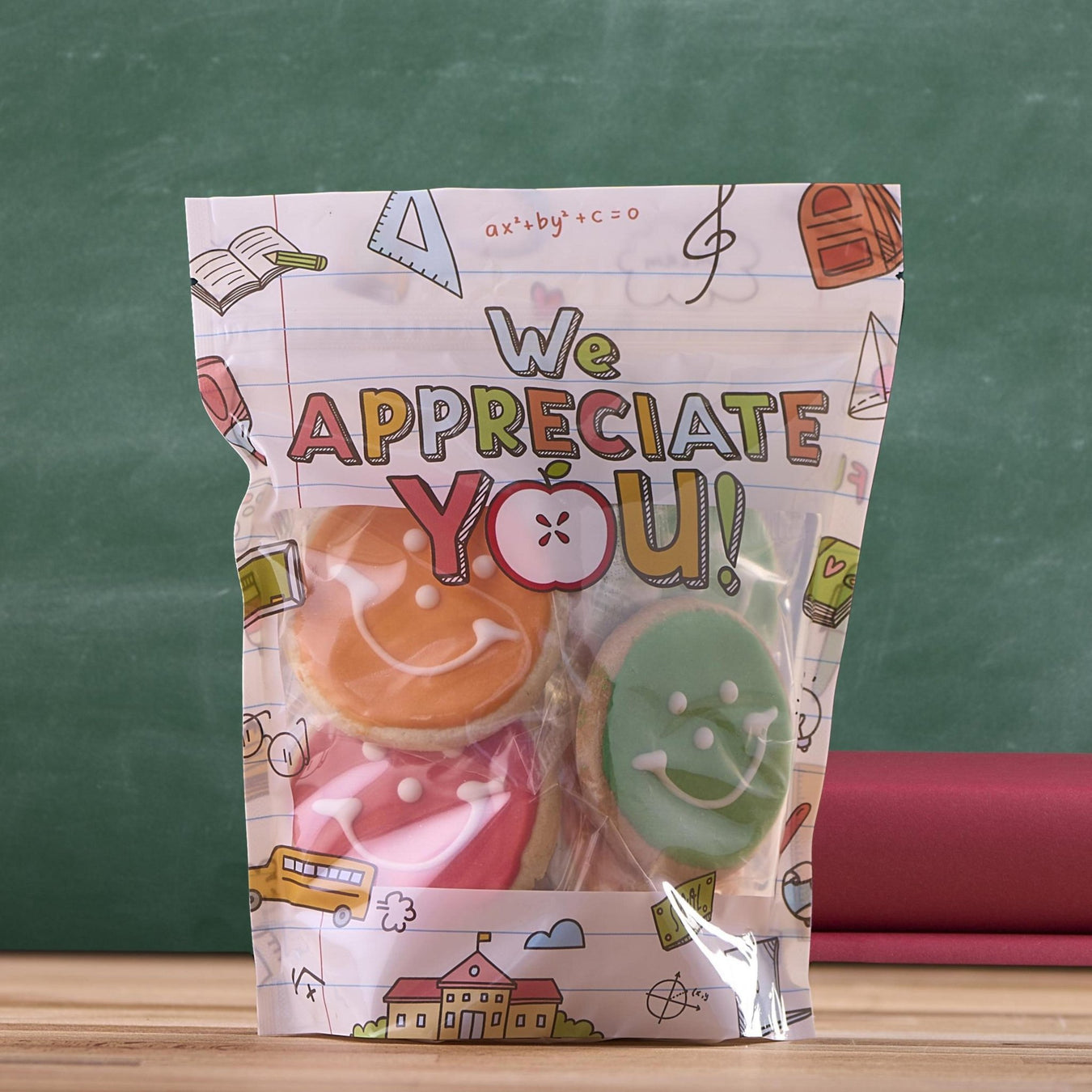Teacher Appreciation Cookies Pack - SmileyCookie.com individually wrapped, nut - free, and kosher cookies delivered to you!