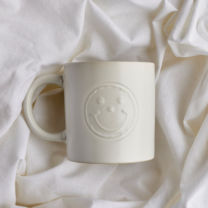 Matte White Smiley Cookie Ceramic Coffee Mug