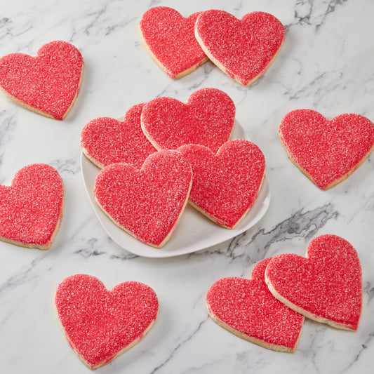 Red Sugar Sparkle Heart Cookies