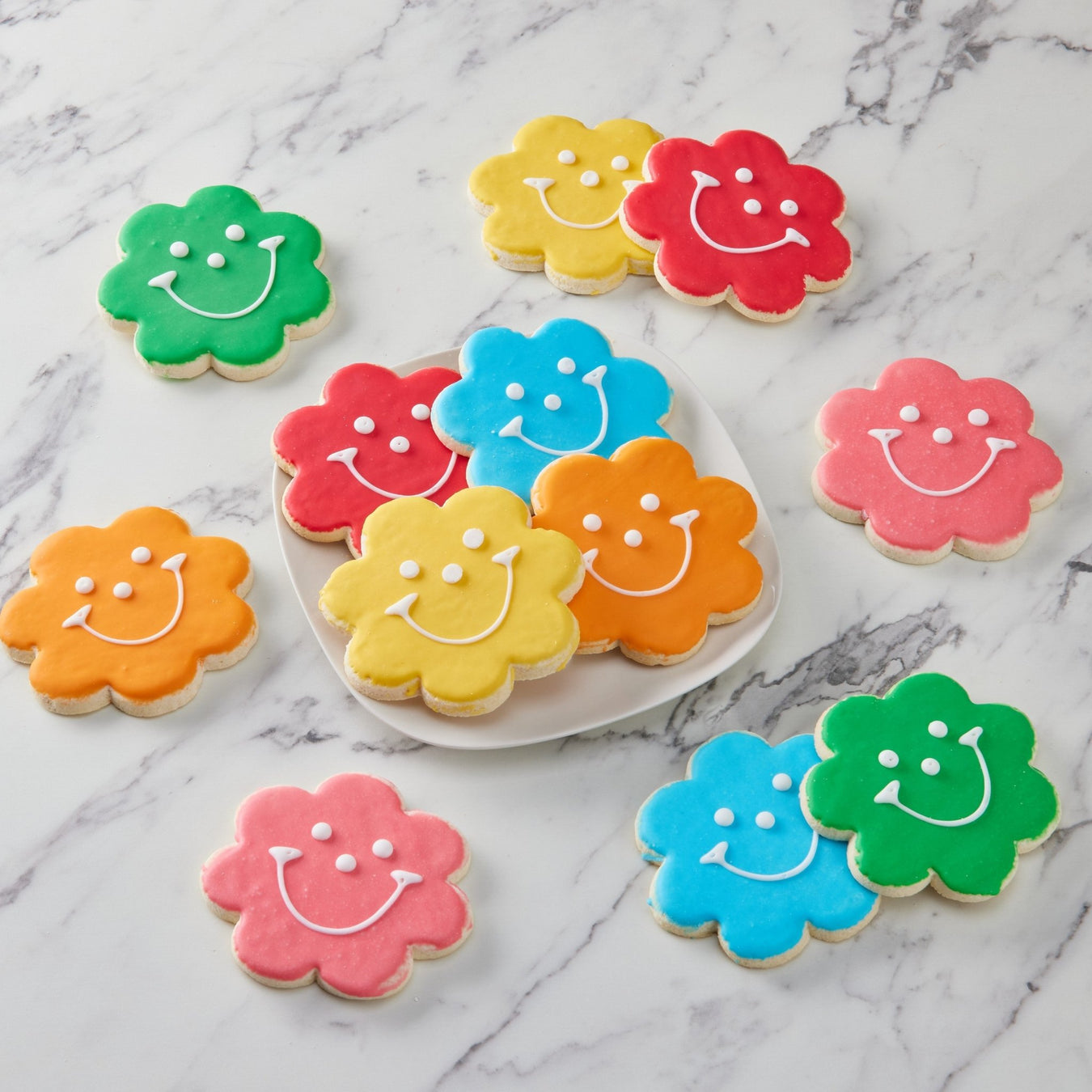 4" Flower Smiley Cookies - SmileyCookie.com individually wrapped, nut - free, and kosher cookies delivered to you!