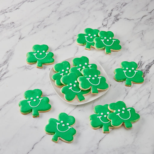 4" Wrapped Shamrock Smiley Cookies - SmileyCookie.com individually wrapped, nut - free, and kosher cookies delivered to you!