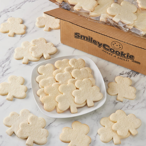 4" Wrapped Uniced Shamrock Cookies - SmileyCookie.com individually wrapped, nut - free, and kosher cookies delivered to you!
