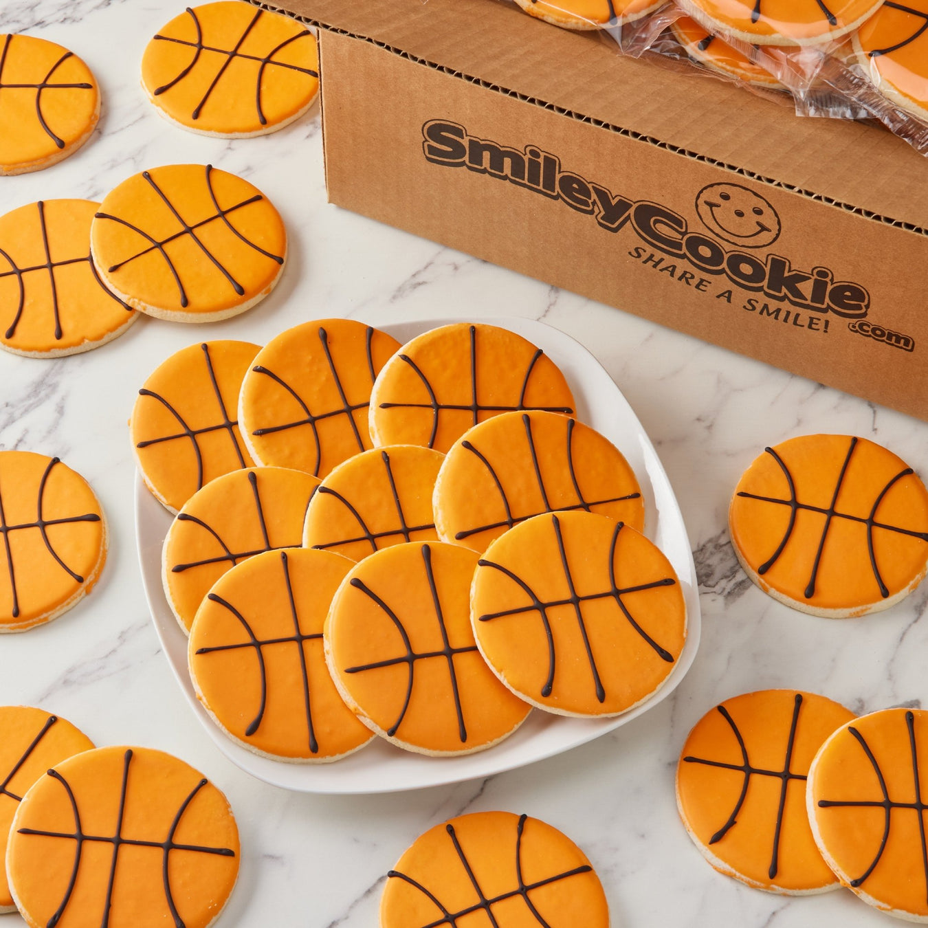Basketball Cookies  - SmileyCookie.com individually wrapped, nut - free, and kosher cookies delivered to you!