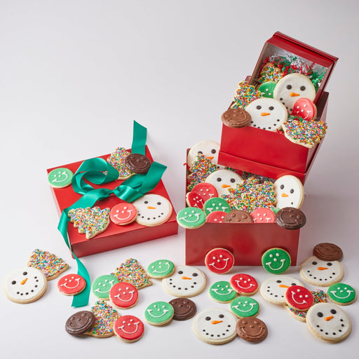 Christmas Treat Tower - SmileyCookie.com individually wrapped, nut - free, and kosher cookies delivered to you!