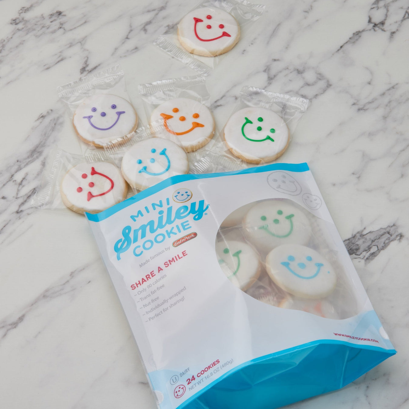 Mini Smiley® Cookie Snack Bag  - SmileyCookie.com individually wrapped, nut - free, and kosher cookies delivered to you!