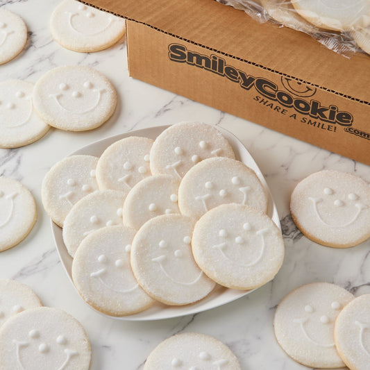 White Sparkle Smiley® Cookies  - SmileyCookie.com individually wrapped, nut - free, and kosher cookies delivered to you!